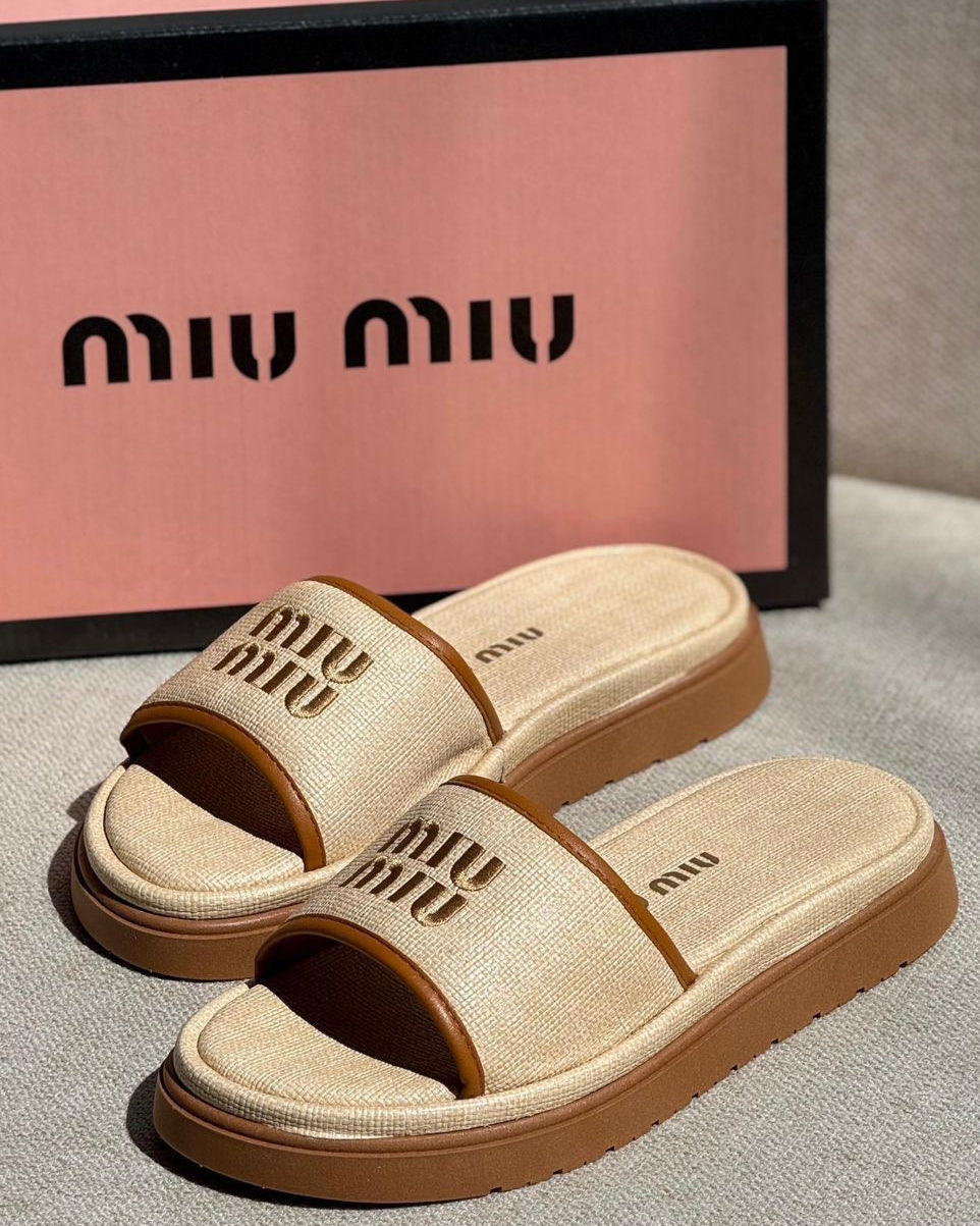 Slide MiuMiu Bege Feminino