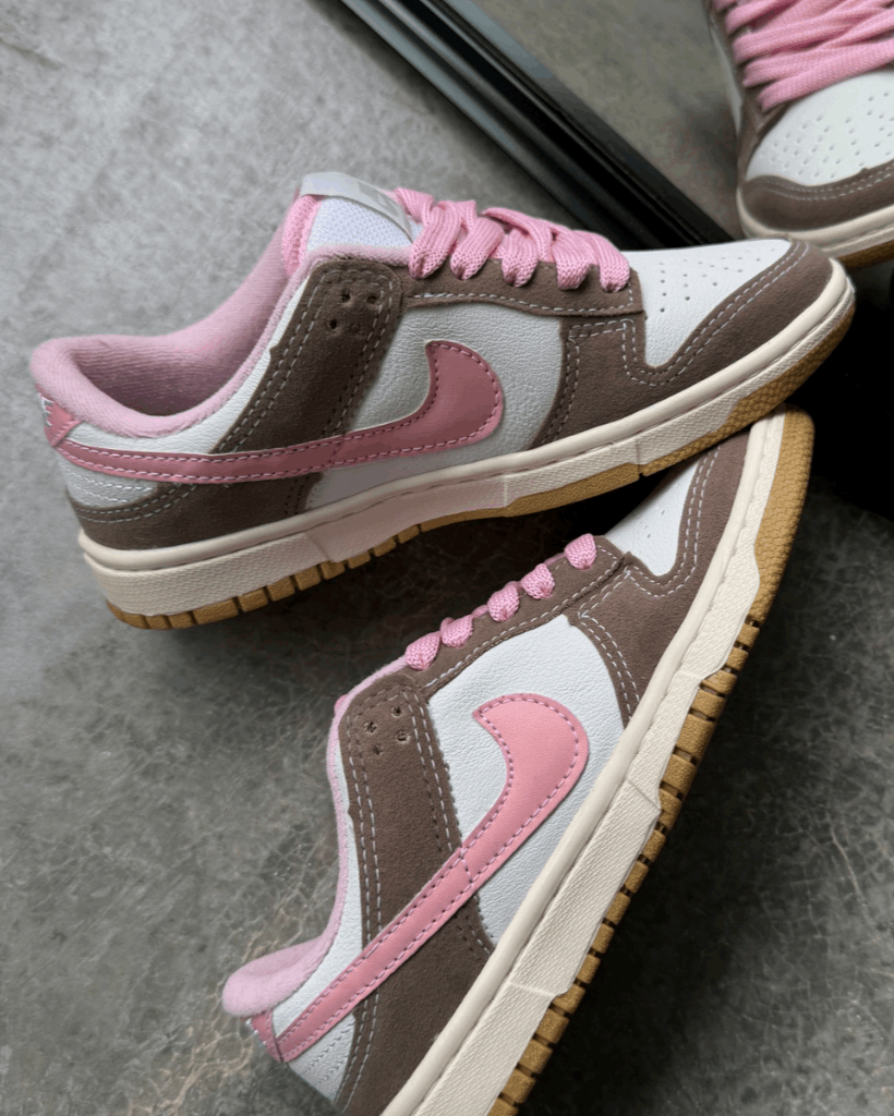 Tênis Dunk Marrom com Rosa Feminino com Cadarço Extra