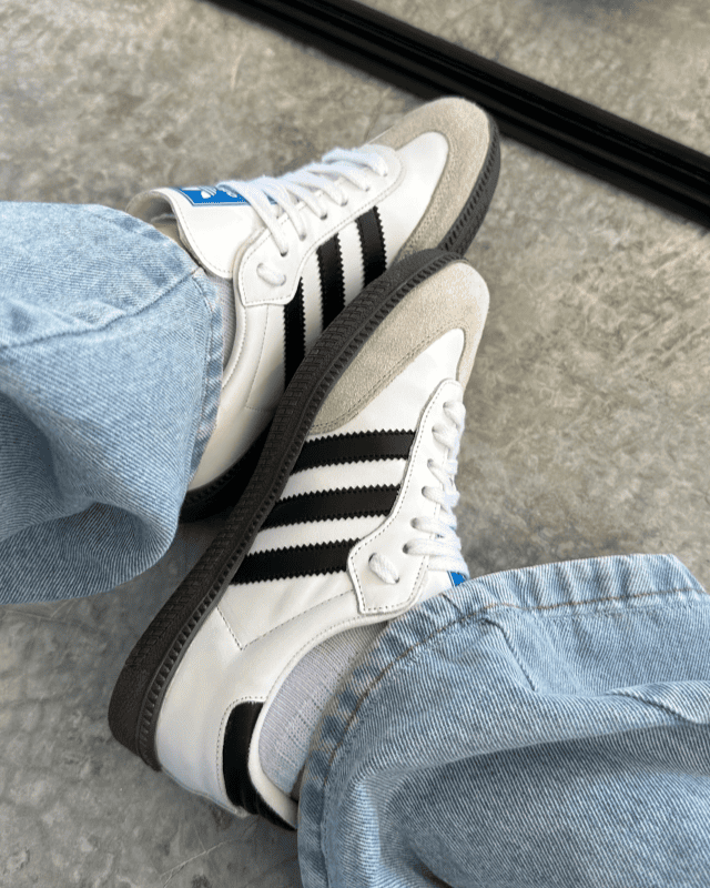 Tênis Samba OG Branco e Preto em Couro Legítimo com Design Retrô