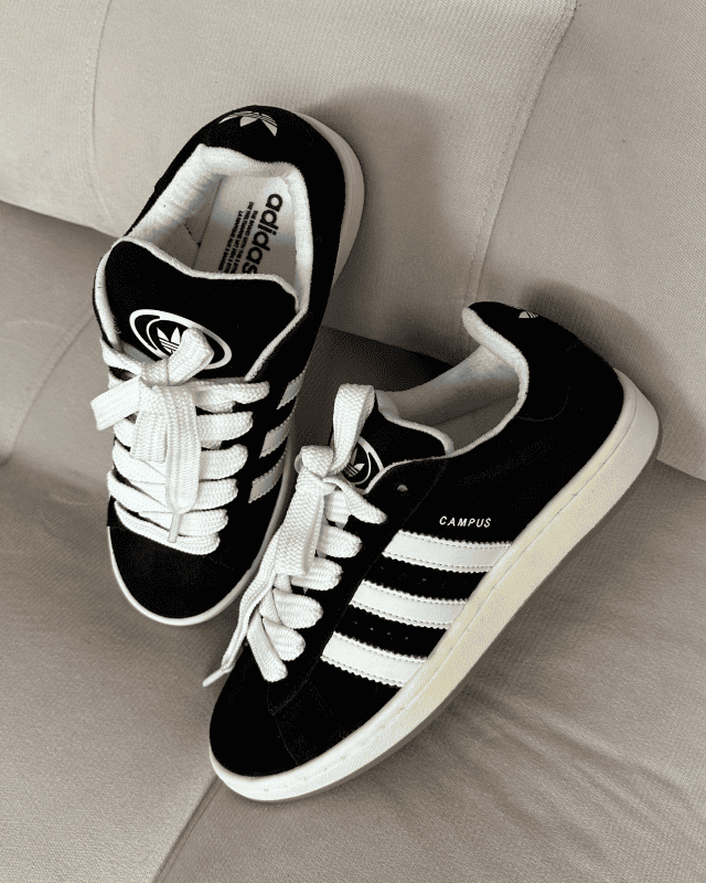 Tênis Campus 00s Preto Feminino em Couro Legítimo com Estilo Retrô