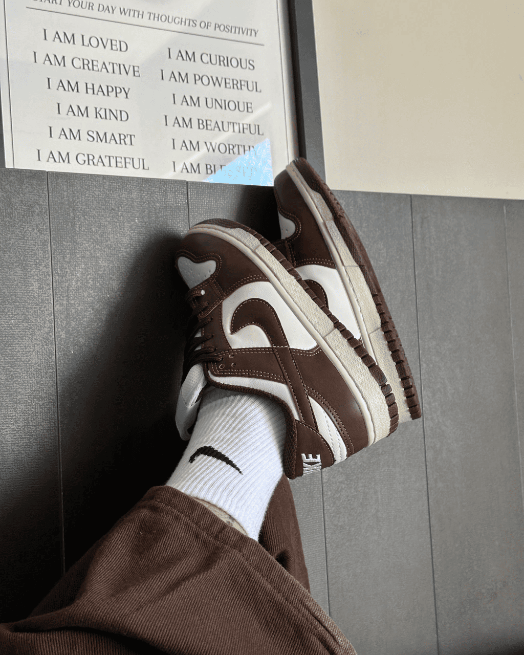 Tênis Dunk Cacau Feminino Casual Marrom com Solado em Borracha