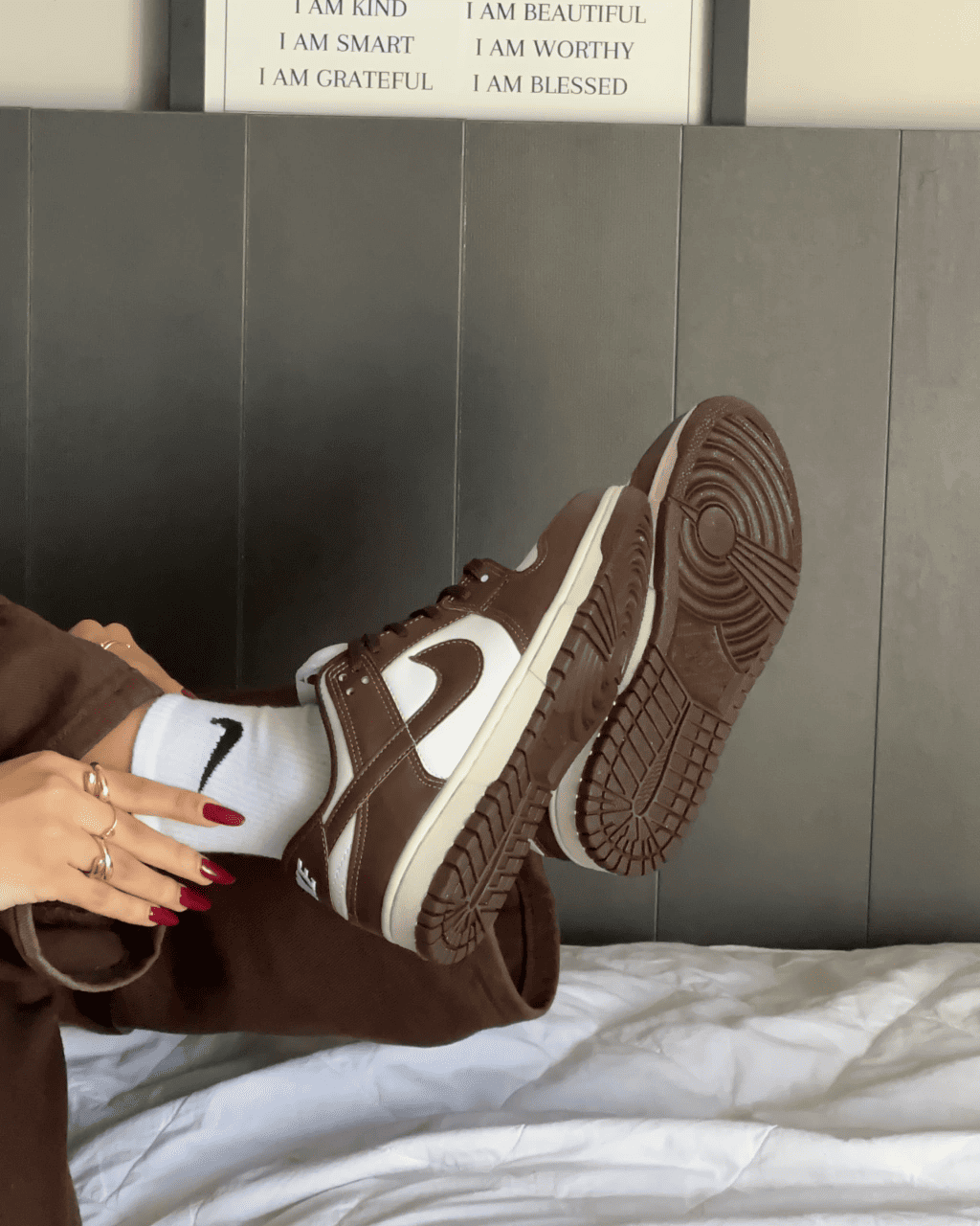 Tênis Dunk Cacau Feminino Casual Marrom com Solado em Borracha