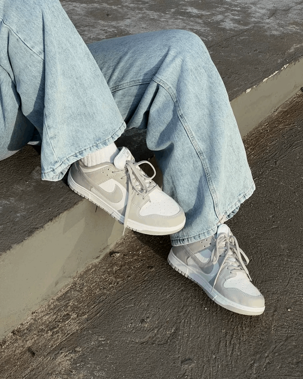 Tênis Dunk Cinza Feminino Casual Confortável e Estiloso
