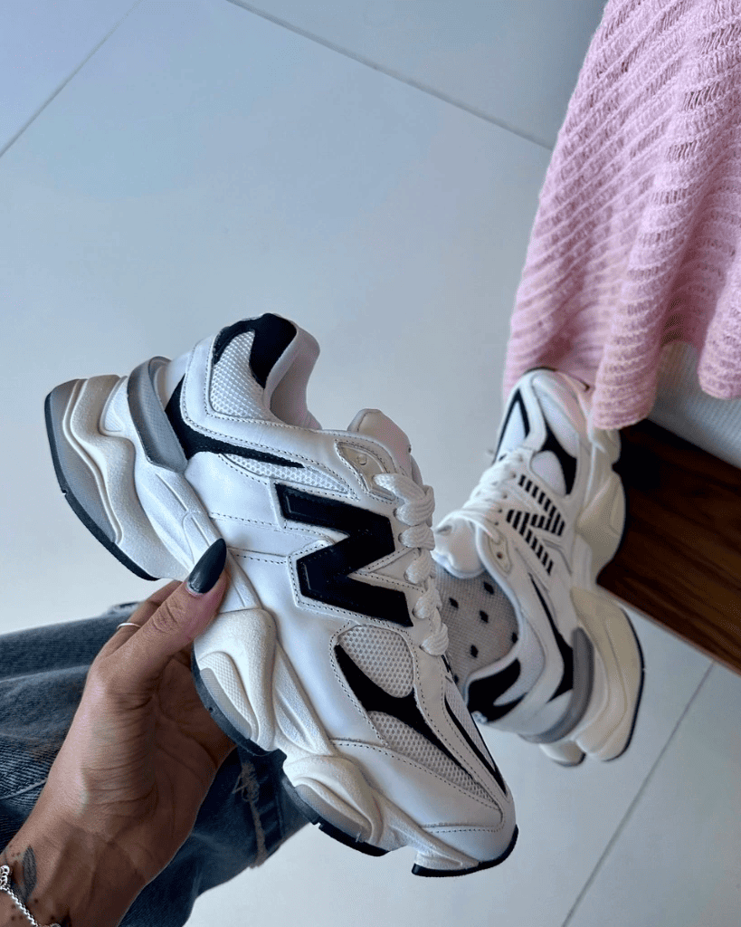 Tênis NB 9060 branco preto feminino com solado anatômico