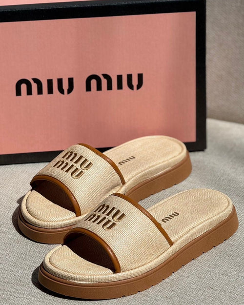 Slide MiuMiu Bege Feminino