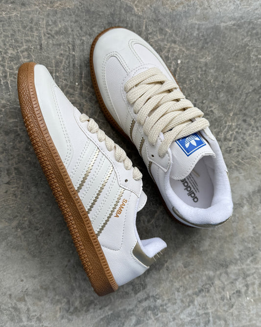 Tênis Samba Off White Dourado Sintetico