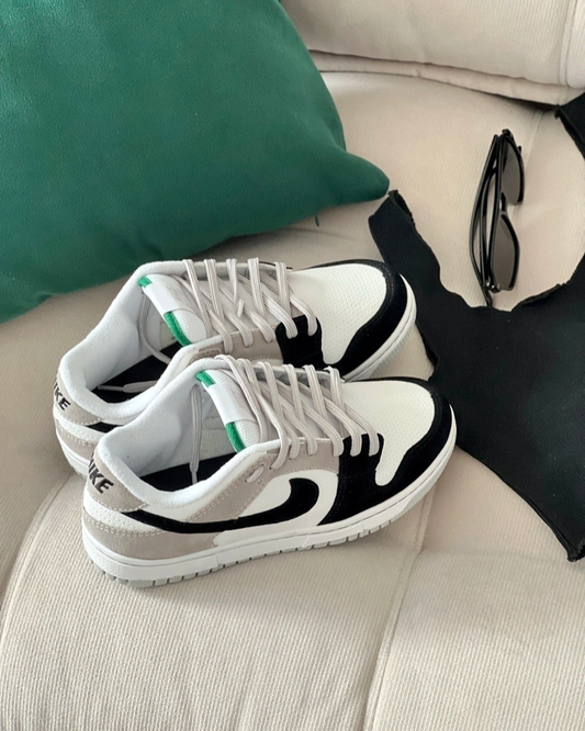 Tênis Dunk Cinza e Preto Feminino Casual Confortável e Estiloso