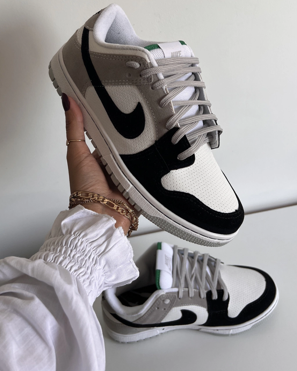 Tênis Dunk Cinza e Preto Feminino Casual Confortável e Estiloso