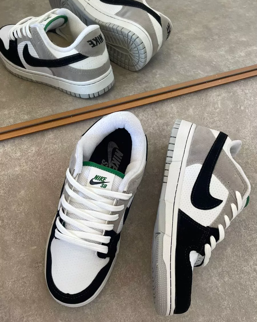 Tênis Dunk Cinza e Preto Feminino Casual Confortável e Estiloso