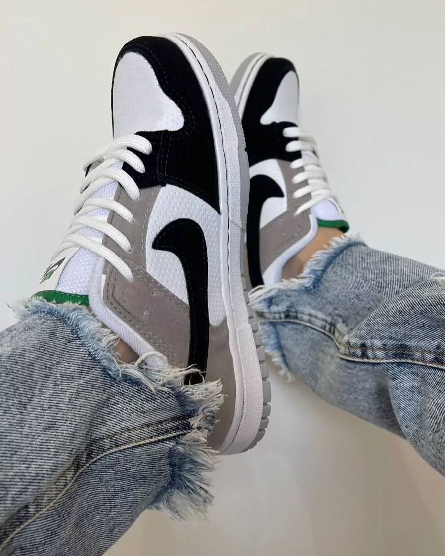 Tênis Dunk Cinza e Preto Feminino Casual Confortável e Estiloso