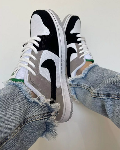 Tênis Dunk Cinza e Preto Feminino Casual Confortável e Estiloso