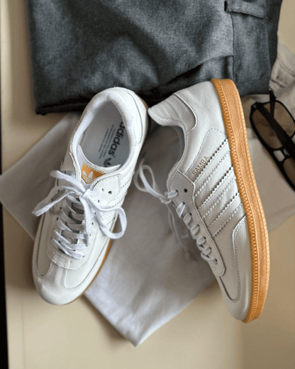 Tênis AD Samba Branco Feminino em Couro Legítimo com Sola Caramelo