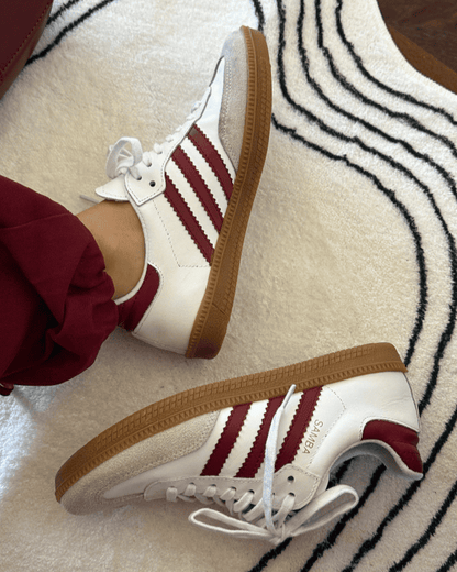 Tênis AD Samba Feminino Branco com Detalhes Vermelhos em Couro