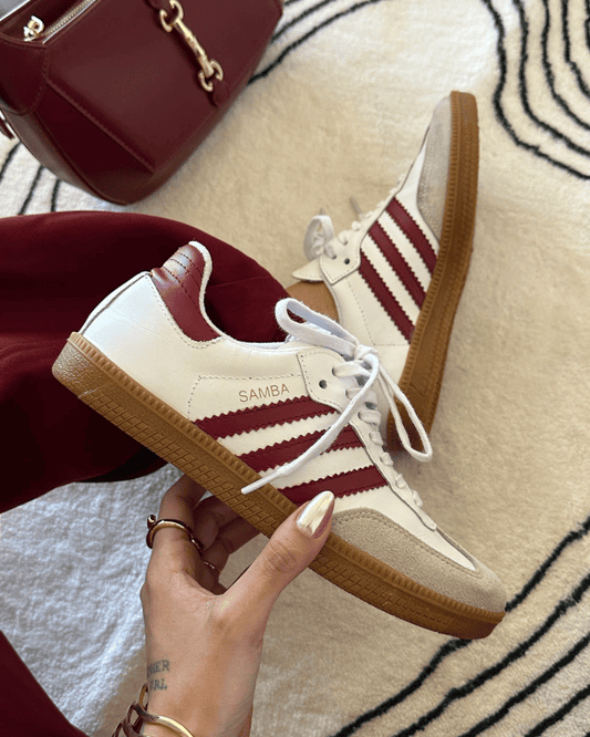 Tênis AD Samba Feminino Branco com Detalhes Vermelhos em Couro