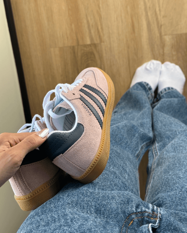 Tênis AD Samba Feminino Pink Navy em Camurça com Sola de Borracha