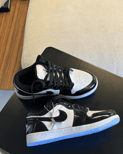 Tênis Jordan Low Preto Verniz Feminino Casual com Solado Ice Azul