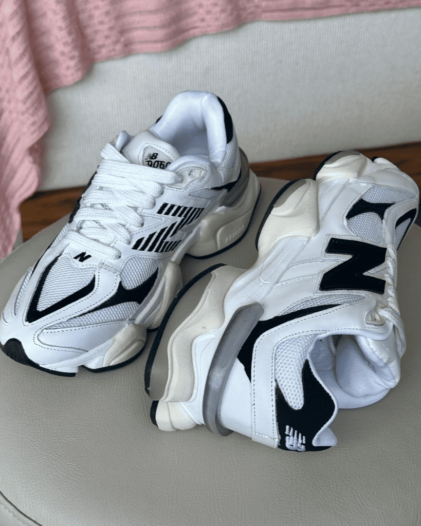 Tênis NB 9060 branco preto feminino com solado anatômico